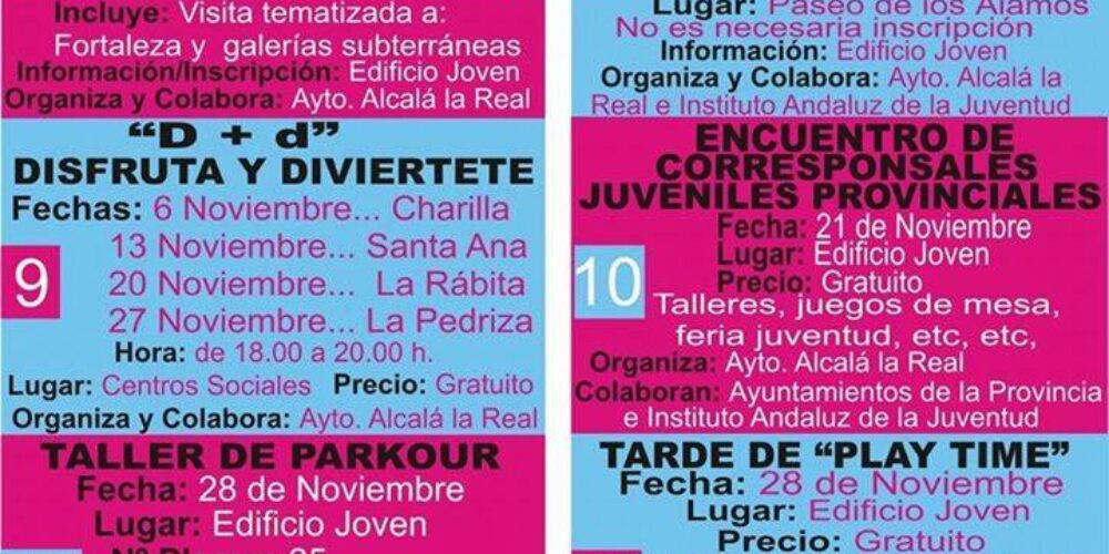 Programación Cultural Mes de Noviembre